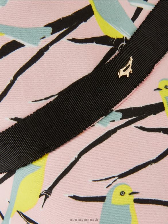 Marc Cain tarvik lindude disainiga floppy müts J8DT1708 pehme puuderroosa