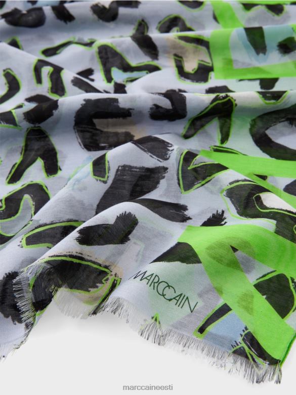 Marc Cain tarvik graffitist inspireeritud kujundusega sall J8DT1689 pehme pulber sinine