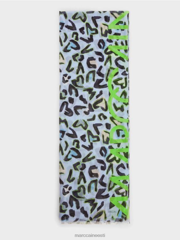 Marc Cain tarvik graffitist inspireeritud kujundusega sall J8DT1689 pehme pulber sinine