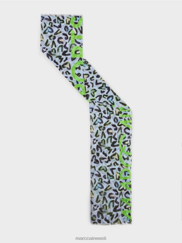 Marc Cain tarvik graffitist inspireeritud kujundusega sall J8DT1689 pehme pulber sinine