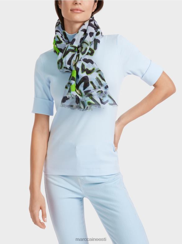 Marc Cain tarvik graffitist inspireeritud kujundusega sall J8DT1689 pehme pulber sinine