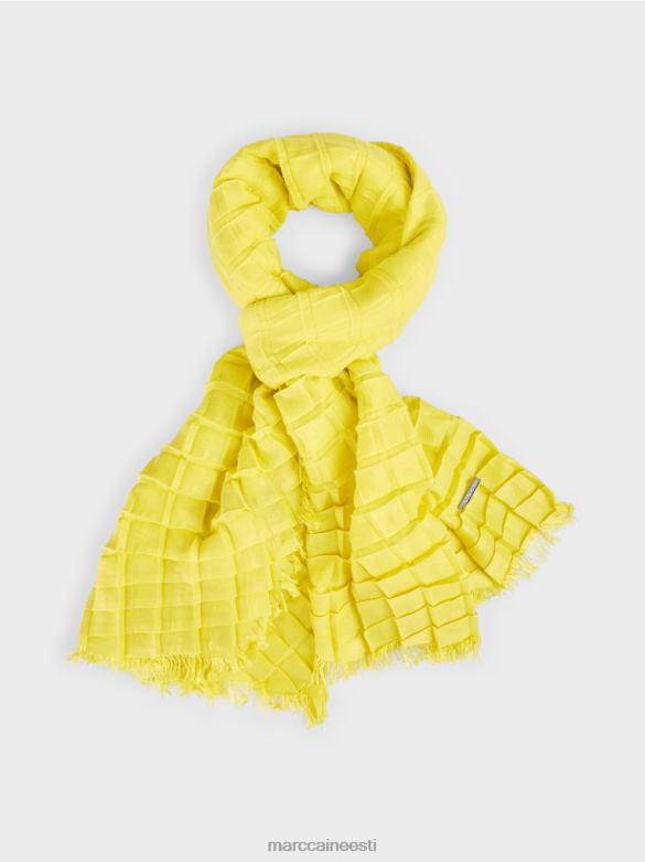 Marc Cain tarvik plisseeritud ruuduline sall J8DT1742 roheline väävel