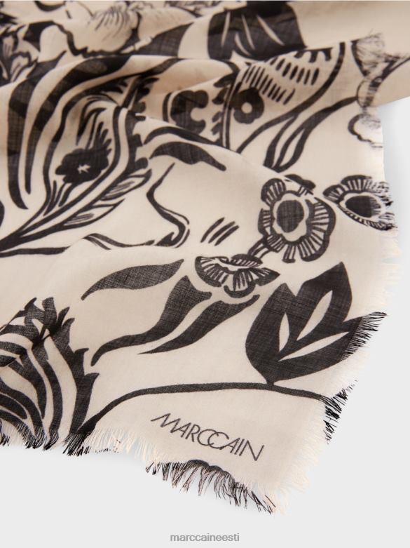 Marc Cain tarvik tätoveeringutrükiga villane sall J8DT1654 mandliõis
